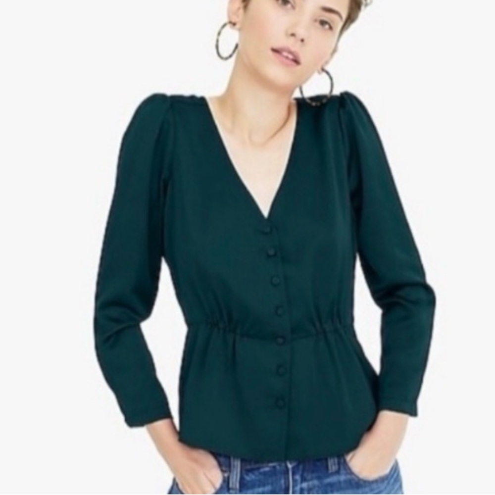 J. Crew Satin-Back Crepe Button-Front Blouse NWT
